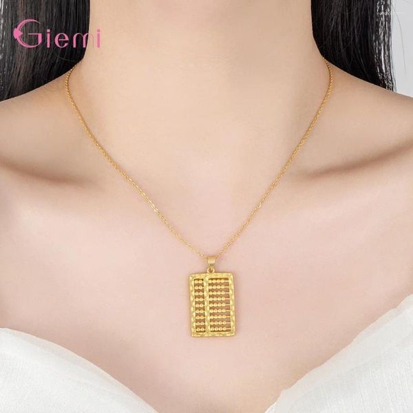 Collares colgantes 925 STERLING SIERTA Color de oro amarillo sin cadena para niños Adolescentes Metálicos ABACUS Diseño regalo de joyería