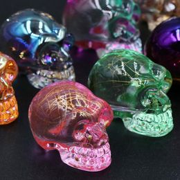 Hangende kettingen 9 stcs/lot 21 27 mm kleurplating kwarts kristal schedel pendulum druzy reiki genezing amulet groothandel items voor