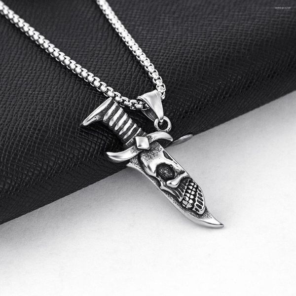 Collares colgantes 9 unids personalidad retro dominante cráneo cuchillo encanto collar hip hop para novio joyería regalo