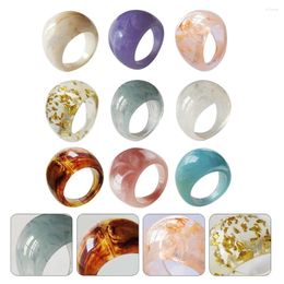 Collares colgantes 9 unids anillo de resina colorido ancho anillos de cúpula gruesa junta apilable decoración creativa del dedo