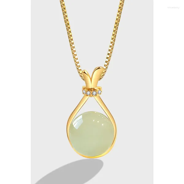 Collares colgantes Una plata esterlina S925 Natural Un collar de bolsa de bendición de jade para mujeres Cadena de clavícula de nicho elegante y de clase alta