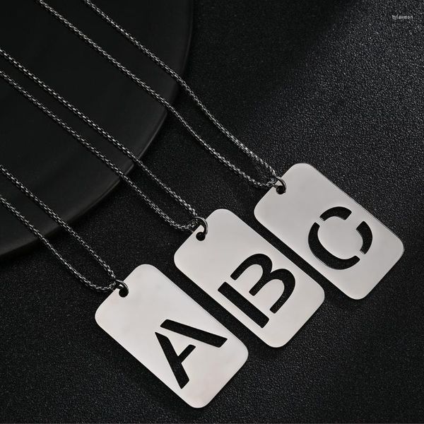 Collares pendientes A-Z Alfabeto Cadena Collar Pareja Joyería Regalo Titanio Acero Inicial Nombre Letra Cadena Acero Inoxidable