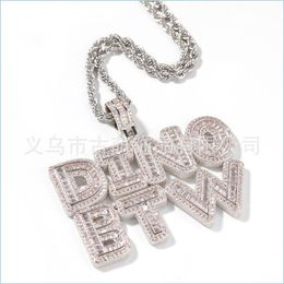 Collares colgantes A-Z Mini Baguette Letters Collar con nombre Men Circ￳n Comisi￳n de regalo Hip Hop Jewelry 669 Q2 Drop DHB8P