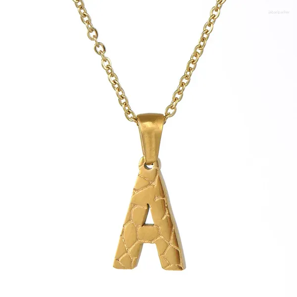 Pendentif Colliers A-Z Lettre Initiale Collier Pour Hommes 18K Plaqué Or En Acier Inoxydable Gros Bijoux Collares Para Mujer