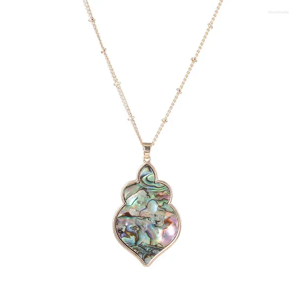 Pendentif Colliers Abalone Shell Léopard Cuir Maroc Gouttes Pour Femmes Marocaines Bijoux De Mode Fille Cadeau