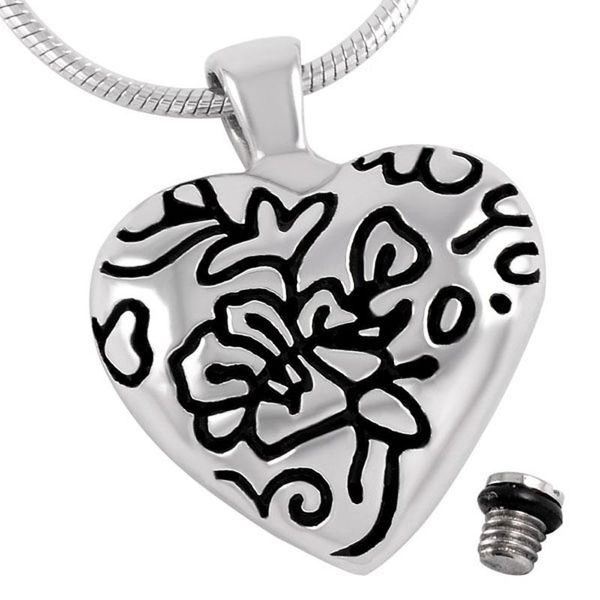 Pendentif Colliers Fleur abstraite en coeur Collier Ash Keepsake Pet Human Memorial Crémation Bijoux Couleur personnalisée pour femme fille