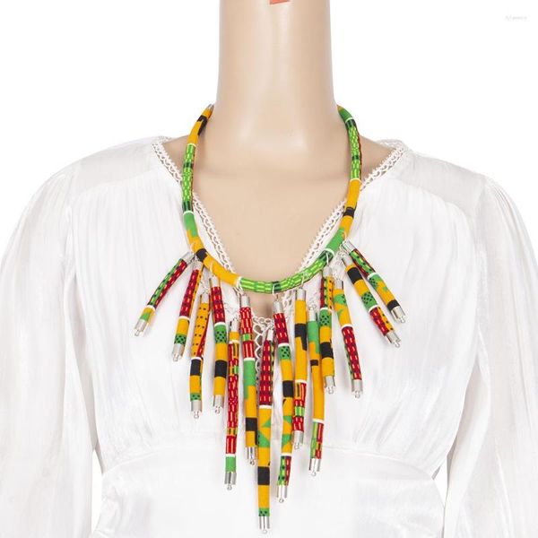 Colliers pendants Accessoires pour femmes Collier africain Collier simple géométrique à la main Multicolor Dames Lames WYB27