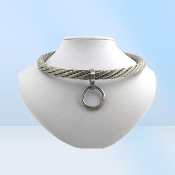 Colliers de pendentif Ace en acier inoxydable Wirerope verrouilable Torkue Collier d'esclaves coucheur hommes Chaîne Collier Collier Bondage Set Choker 2211034651425