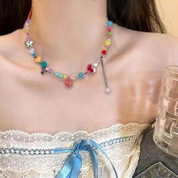 Collares pendientes Gargantilla con cuentas de corazón de acrílico Gargantillas Accesorios de fiesta Regalo de joyería para mujeres Novias