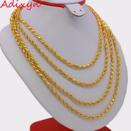 Colliers pendants ADIXYN Longueur 200cm 4 mm Colliers de chaîne éthiopienne pour les femmes Gold Color African érythréenbaiarab N0254 230626