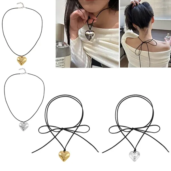 Collares colgantes Collar de gargantilla de corazón grueso ajustable para mujeres Joyas para niñas adolescentes