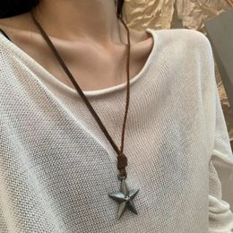 Hanger Kettingen Verstelbare Lederen Touw Ketting voor Vrouwen Vintage Etnische Stijl Boho Harajuku Sieraden Accessoires 230831