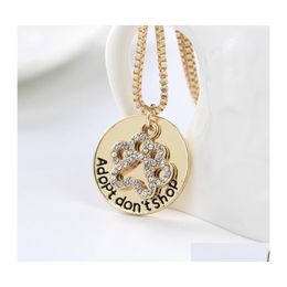 Collares pendientes Adopte No compre Amantes de los animales para mujeres Crystal Cat Dog Claw Box Chains Shelter Pet Rescue Joyería de moda Regalo Dr Otdru