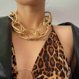 Collares colgantes adornamiento personalidad exagera hip hop collar de cadena espesa de aleación de mujeres con glaseado liso J230811