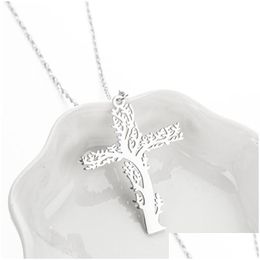 Pendentif Colliers Esthétique Croix Arbre Fleur De Vie Plante Chaîne En Acier Inoxydable Pour Femmes Pary Cadeau Bijoux Drop Livraison Pendentifs Dhecj