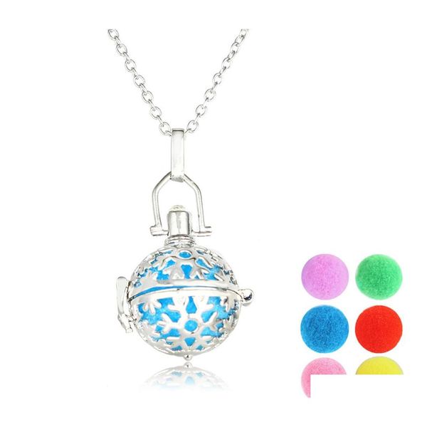 Pendentif Colliers Esthétisme Modélisation De La Neige Bricolage Évider Aromathérapie Collier Rond Mti Diamant Couleur La Balle Peut Frapper Hoisted F Dhbdz