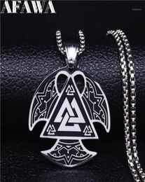 Pendentif Colliers AFAWA nordique Viking acier inoxydable hache collier pour hommes couleur argent grands pendentifs bijoux Gargantilla N4022S023634537