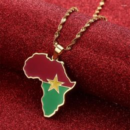 Hanger Kettingen Afrika Burkina Faso Kaart Vlag Ketting Goud Kleur Roestvrij Staal Afrikaanse Sieraden Gift