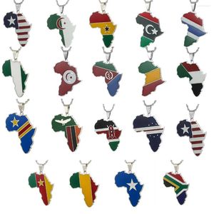 Hanger kettingen Afrika landkaart met vlagketen Afrikaanse kaarten sieraden voor vrouwelijke mannen