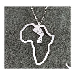 Hanger kettingen Afrika kaart ketting eenvoudige holle portret roestvrijstalen sieraden geschenken voor mannen dames drop levering hangers otcyr