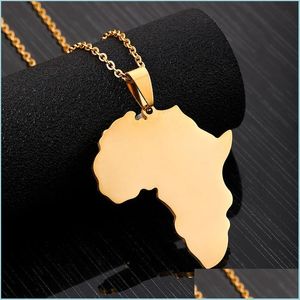 Hanger kettingen Afrika kaart ketting roestvrijstalen kaarten hanger kettingen gouden ketens hiphop mode sieraden voor vrouwelijke mannen drop dhdjv