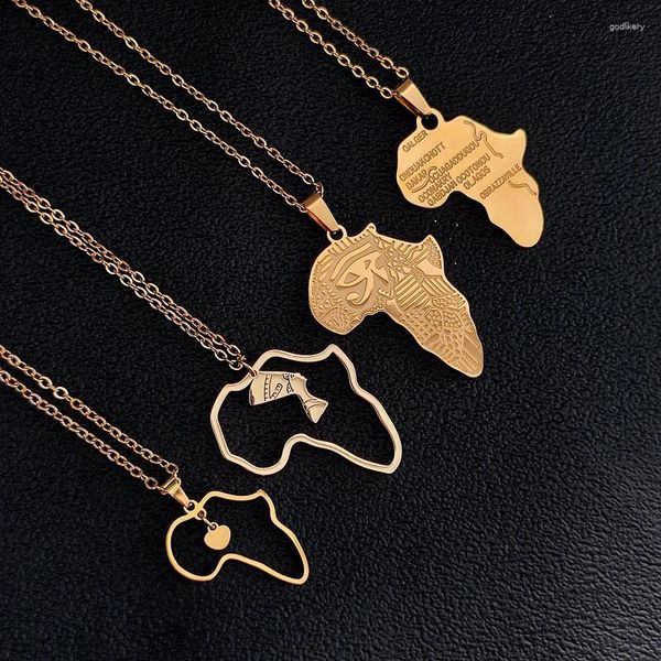 Colliers pendants Africa Carte Collier en acier inoxydable pour femmes hommes Gold Couleur éthiopienne africain Hiphop Article Bijoux Accessoires en gros