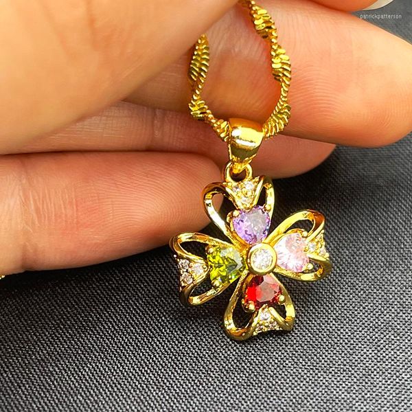 Pendentif Colliers Afrique Femmes Bijoux Collier Coeur Coloré Zircon Amour Filles Cadeaux Chaîne La Première Lettre Accessoires