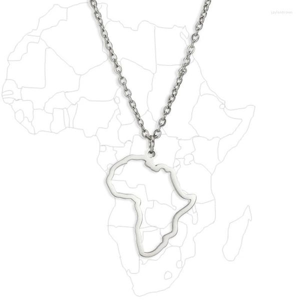 Collares pendientes Mapa del continente africano Collar inoxidable Países del sur Lineament Cadena mundial Accesorio de joyería Regalo