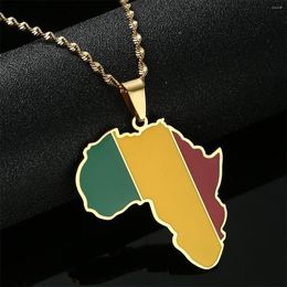 Hanger kettingen Afrikaanse mode sieraden roestvrij staal Afrika kaart mali vlag voor vrouwen