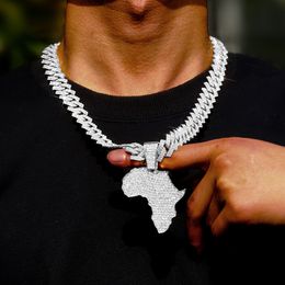 Hanger kettingen Afrikaanse kaart voor vrouwen mannen hiphop Zuid -Afrika roestvrijstalen keten choker Ethiopische sieraden 230511