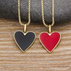 Colliers pendants Aibef mode minuscule coeur noir rouge