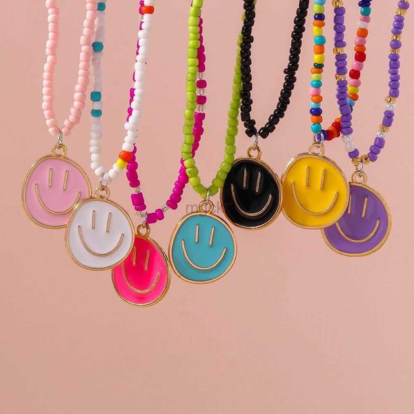 Collares colgantes Aihua lindo bohemio irregular redondo sonrisa cara collares para mujeres BFF mejores amigos niños sonrisa colgante collar regalos de cumpleaños 240330