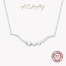 Pendentifs de collier Ailmay Top qualité 925 en argent Sterling mode vague forme perle pendentif collier pour les femmes élégant mariage fiançailles bijoux 231010
