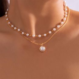 Collares pendientes Ailodo elegante collar de perlas para mujer Simple moda fiesta boda declaración Collier Femme joyería niñas regalo 2022Pendan