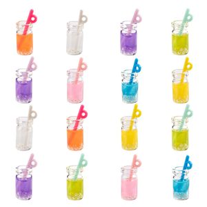 Collares colgantes Airssory 7 colores resina 3D burbuja té boba botella de leche bebida de frutas encantos colgantes para manualidades de bricolaje colgante llavero amPWB