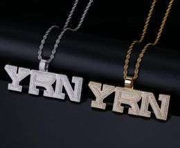 Colliers pendants Aitii Iced Out Bling Yrn Letters Collier avec chaîne de corde Men Gold Silver Color Hip Hop Fashion Jewelry2656609