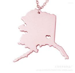 Colliers pendentifs L'Alaska ne brode pas l'acier Les cartes d'état américaines à la mode sont des ornements comme cadeaux pour les amis
