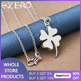 Hanger kettingen Alizero 925 Sterling Silver Lucky Clover hanger ketting 16-30 inch ketting voor vrouw trouwfeest mode charme sieraden cadeaus 240410