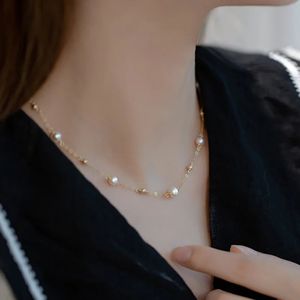 Collares pendientes Todo el cielo estrella collar de perlas de agua dulce un temperamento contraído chapado en oro de 14 K súper femenino al por mayor 231017