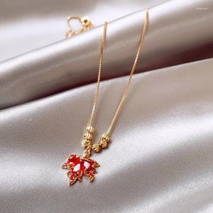Collares colgantes AllMe Deliced ​​Red Drinestone para mujeres Gold Color Box Beads Collar Declaración Joyería