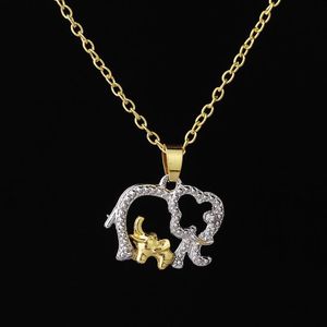 Pendentif Colliers Alliage Matériel Mode Doux Double Couleur Taille Éléphant Intégré Zircon Chandail Chaîne Collier