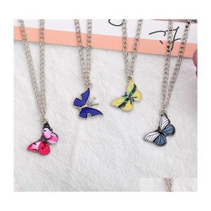 Pendentif Colliers Alliage Huile Goutte Papillon Collier Émail Animal Charms Colorf Boho Pour Femmes Filles Fête Plage Bijoux C3 Livraison Dhdnj