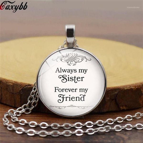 Pendentif Colliers Toujours ma soeur pour toujours ami citation collier verre cabochon bijoux fabriqués à la main femmes soeurs amis287L