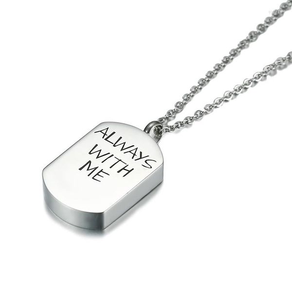 Pendentif Colliers Toujours Avec Moi En Acier Inoxydable Dog Tag Urne Collier Mémorial Crémation Pour Les Cendres Souvenir Personnalisé