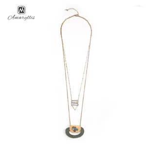 Colliers pendants Amaiyllis ethnique Geo Statement Collier For Women Vintage 2 couches Perle Perle Pull Mujer Collier Mujer Collier