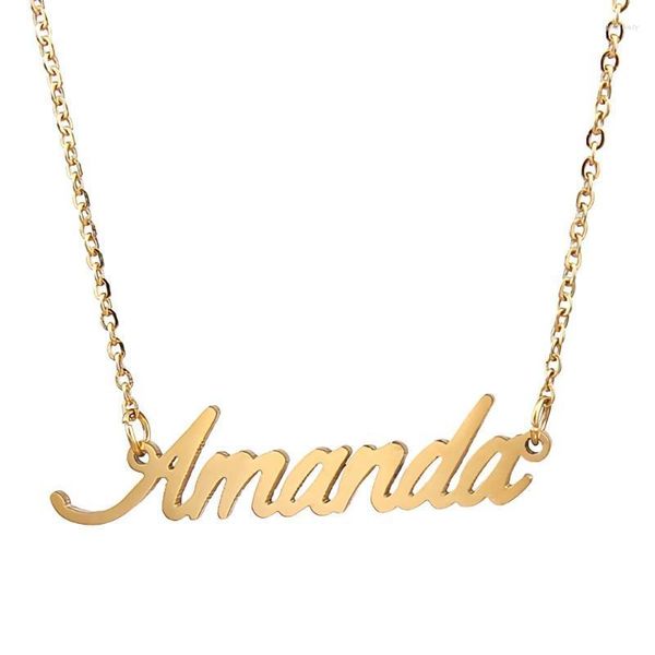 Pendentif Colliers Amanda Nom Collier Personnalisé En Acier Inoxydable Femmes Ras Du Cou 18k Plaqué Or Alphabet Lettre Bijoux Amis Cadeau Godl22