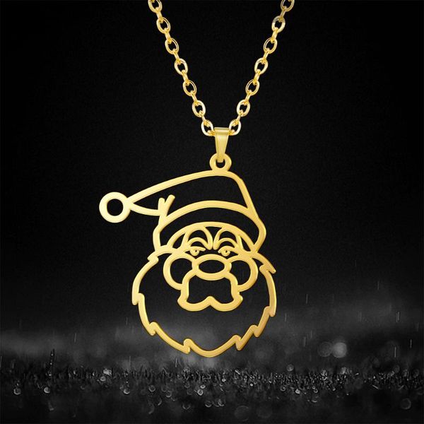 Pendentif Colliers Amaxer En Acier Inoxydable Collier Pour Femmes Fille De Noël Père Noël Sled Cut Xmas Party Bijoux GiftPendant