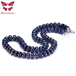Pendentif Colliers Incroyable véritable collier de bijoux de perles noires pour les femmes perle d'eau douce naturelle mignon amour forme boucle bijoux de mode 231108