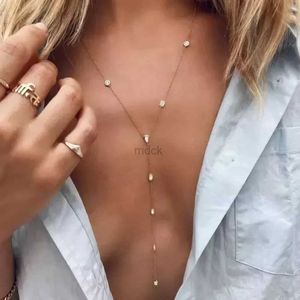 Colliers pendants American Fashion 925 STERLING Silver White Water Drop Oval Cz Link Chain Long Sexy Ladies y Lariat Collier Collarbone Jewelry 240419