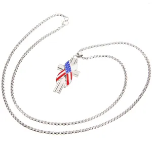 Pendentif Colliers Drapeau américain Collier Bijoux patriotiques européens Croix en alliage décoratif